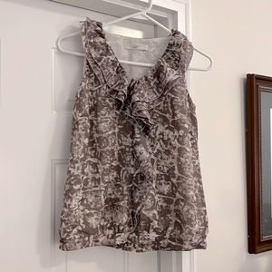 Ann Taylor Loft Ruffle Collar Sleeveless Blouse